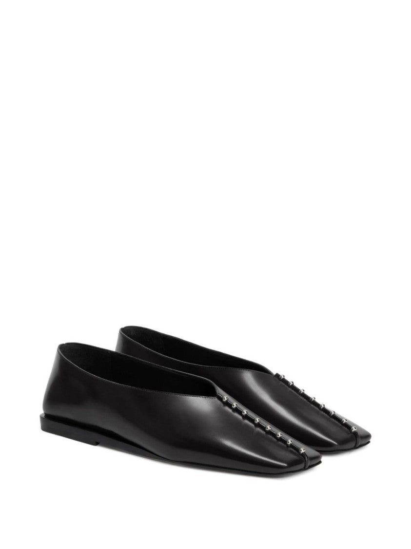 Jil Sander Black Ballerinas With Metallic Stud Accents