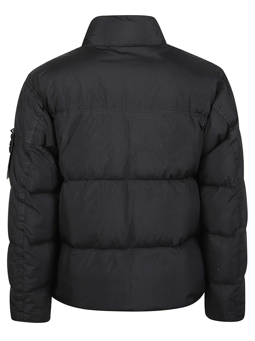 Stone Island Rds Cropped Black High Collar Down Jacket