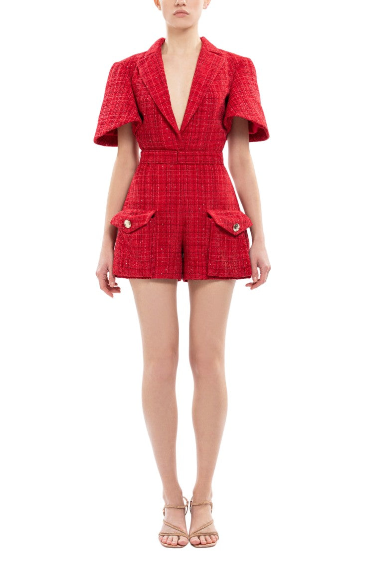 Saiid Kobeisy Tweed Short Jumpsuit