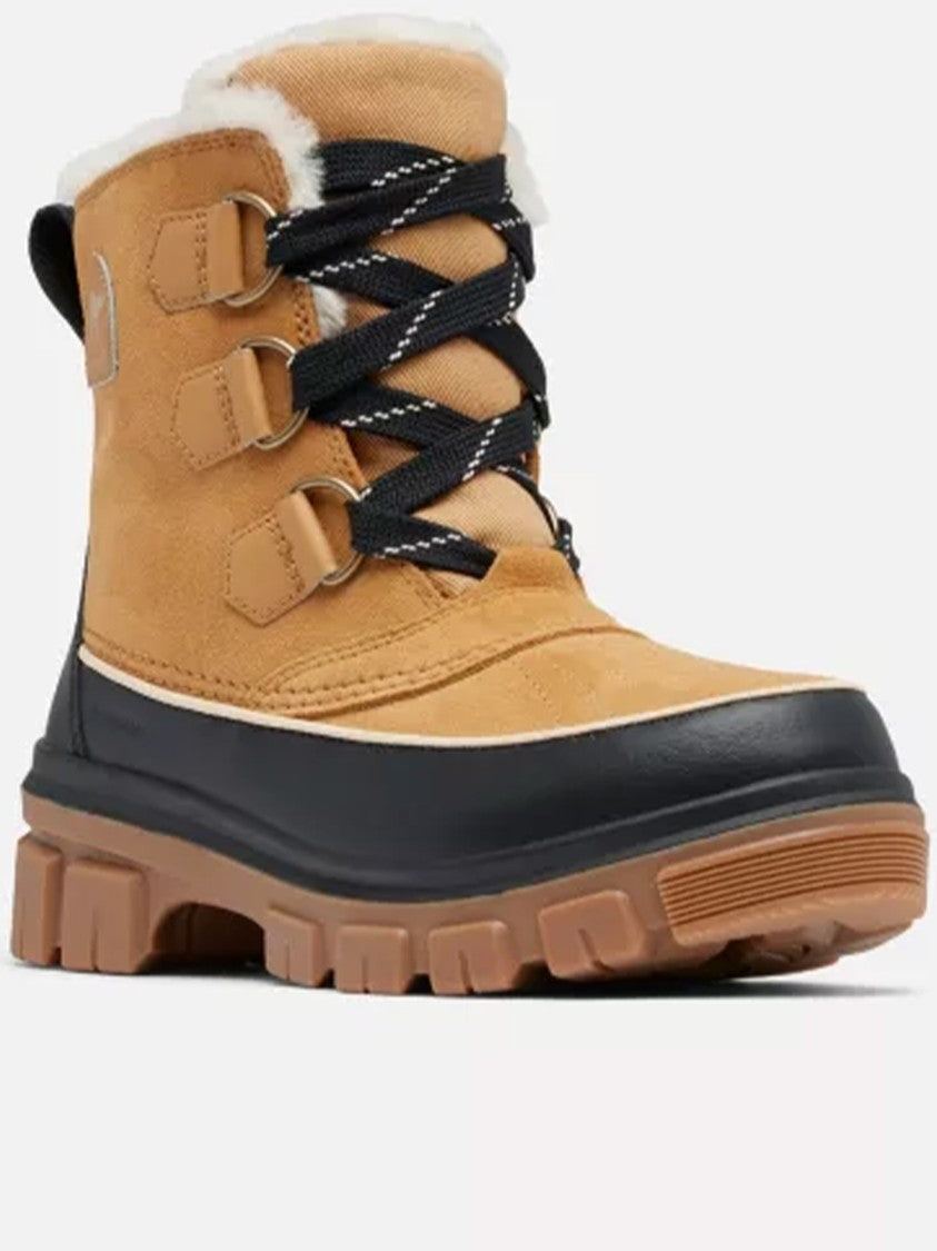 Sorel Ankle-High Rugged Tan Suede Boots With Faux Fur Lining