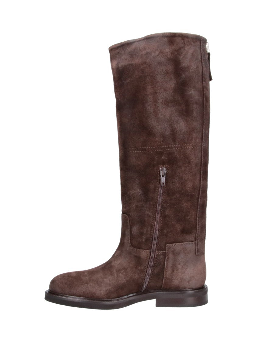 Poeve Brown Eva Round-Toe Suede Boots
