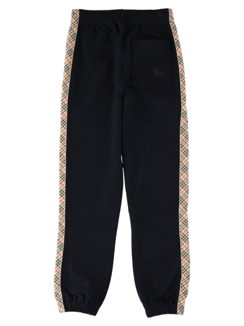 Burberry Blue Plaid Side Stripe Cotton Straight-Leg Pants