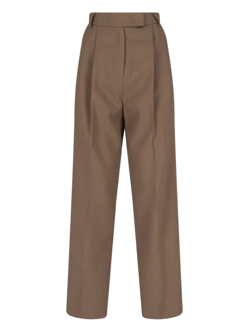 The Frankie Shop Tailored Straight-Leg Trousers With Pleats And Buttoned Pockets