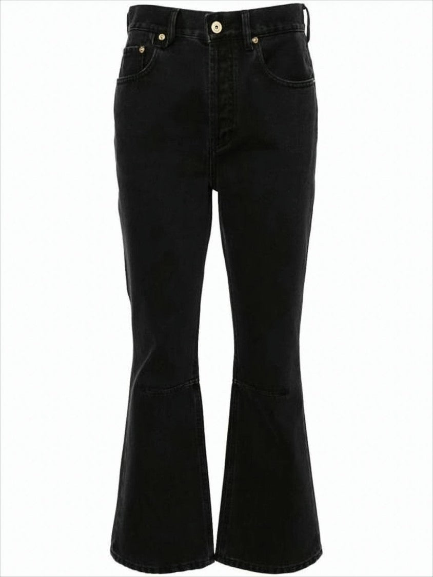 Jacquemus Cropped Black Denim Pants With Flared Leg
