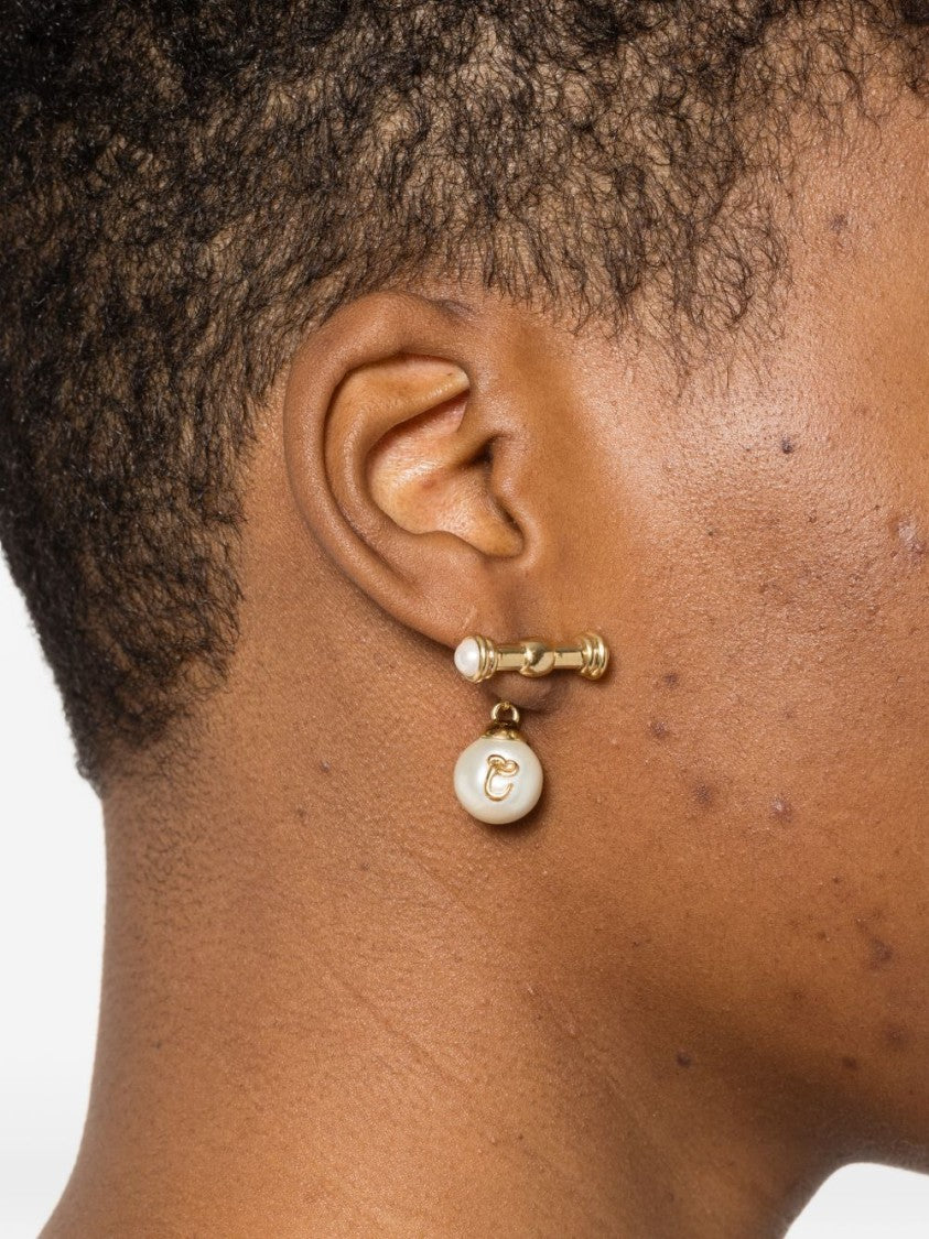 Chloé Gold-Toned Pearl Accents Charm Earrings