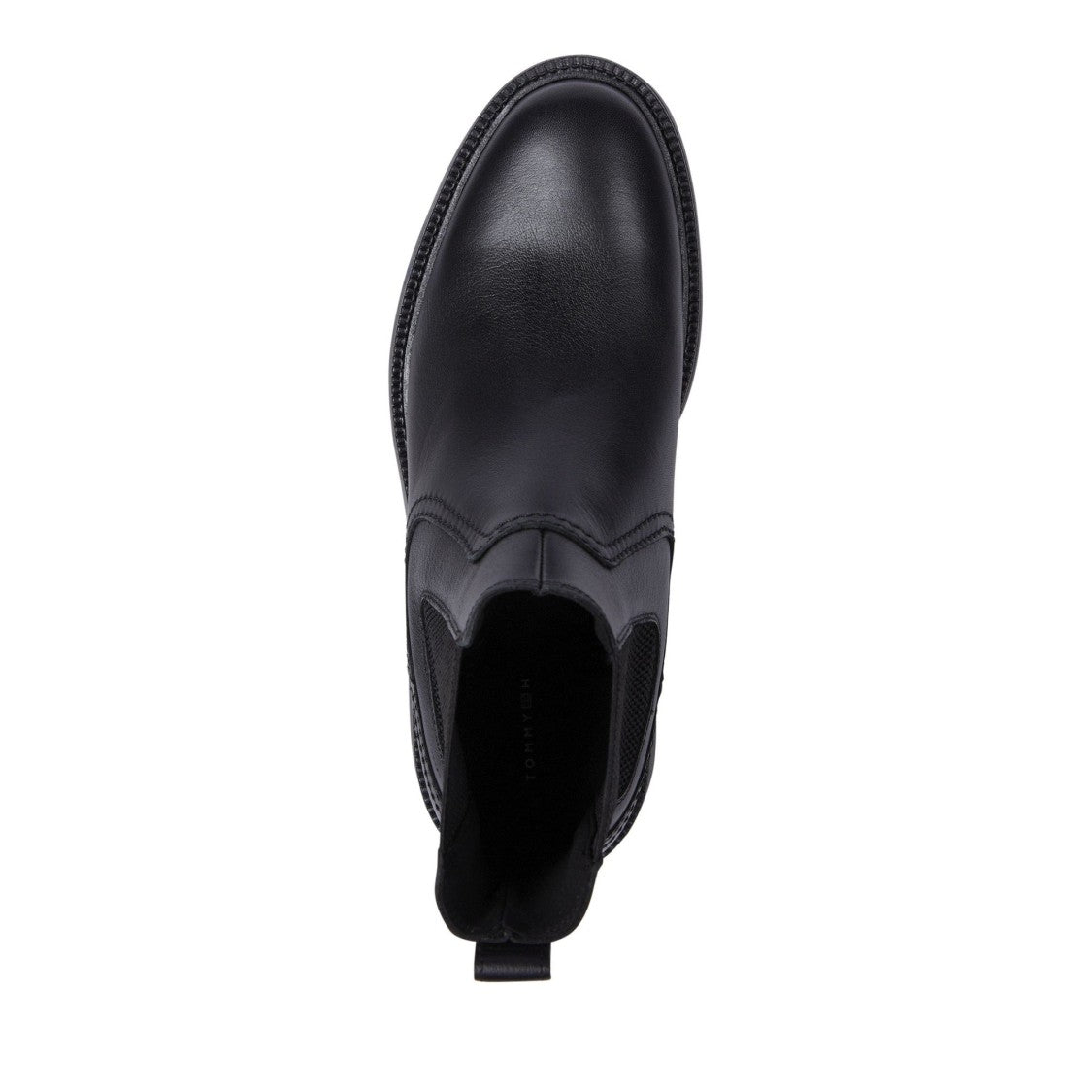Tommy Hilfiger Black Sleek Elastic Side Panel Leather Chelsea Boots