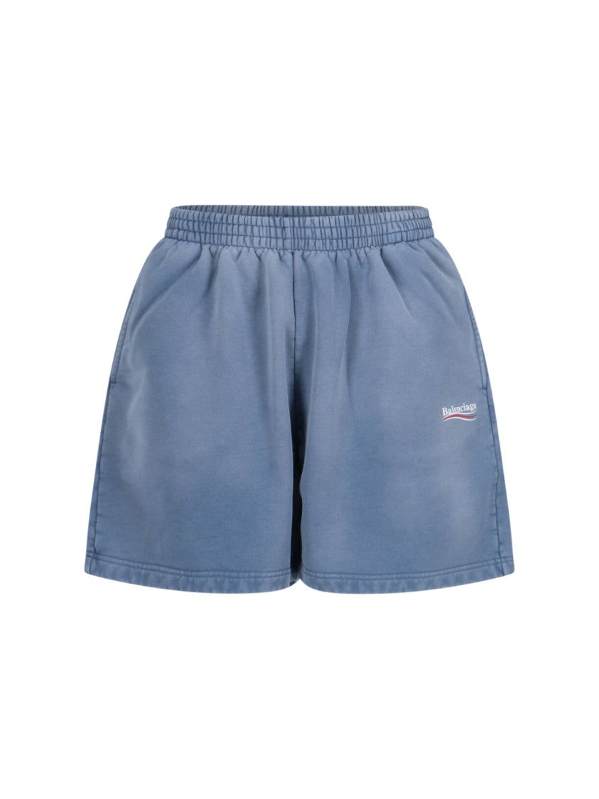 Balenciaga "Political Campaign" Sports Shorts Light Blue