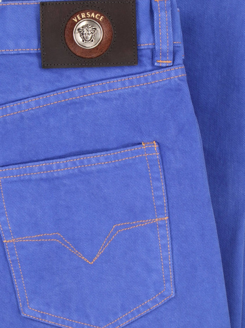 Versace Blue Straight-Leg Medusa Denim Jeans