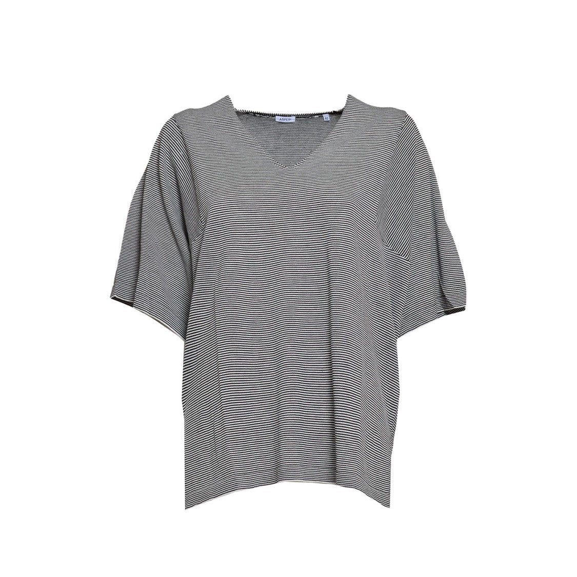 Aspesi Black And White Striped Cotton Silk Knit T-Shirt