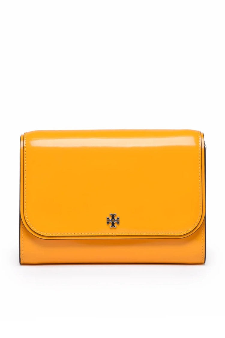 Tory Burch Emerson Patent Chain Shoulder Bag - Black/Orange