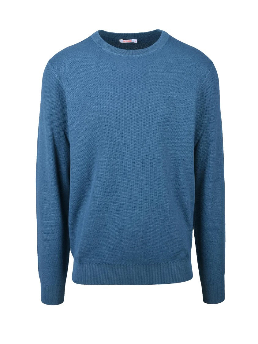 Sun68 Blue Crewneck Cotton Sweater