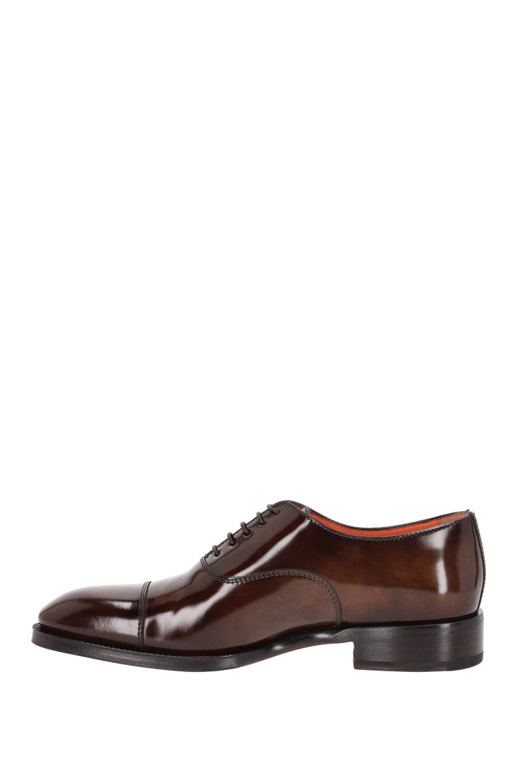 Santoni Brushed Calf Leather Lace-Ups