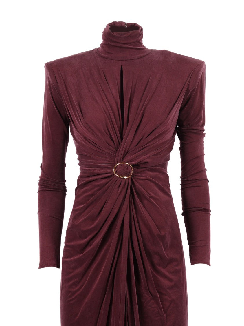 Elisabetta Franchi Twist Detail Evening Dress With Circular Embellishment