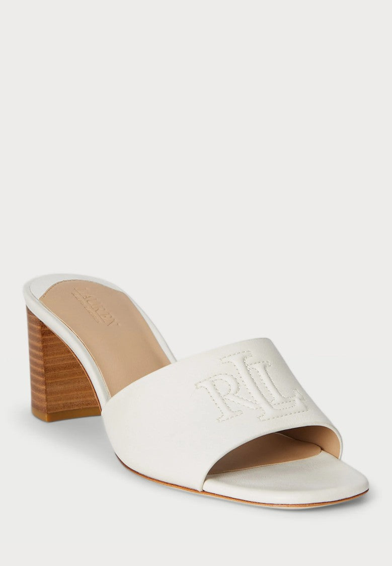 Lauren Ralph Lauren White Everley Heel Nappa Leather Sandals