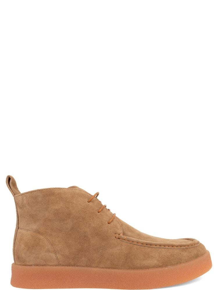 Sergio Moretti Beige Suede Leather-Lined Ankle Boots