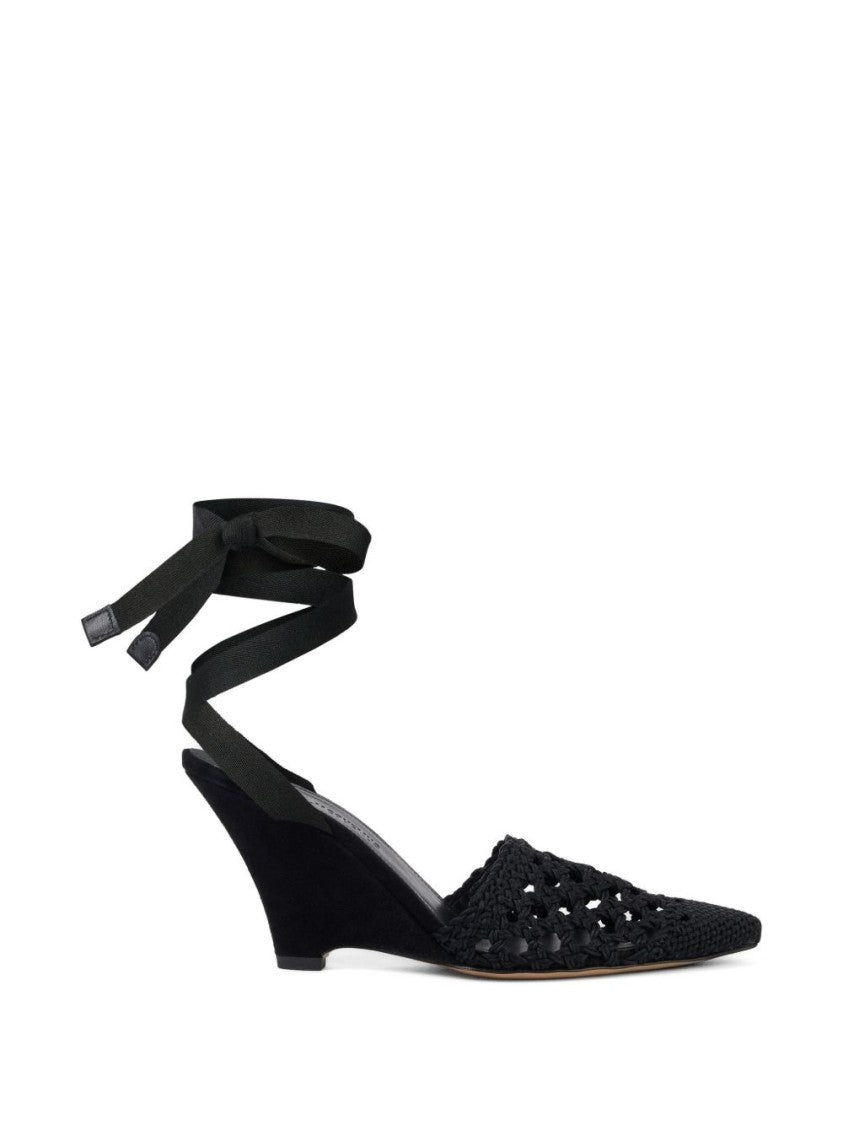 Jacquemus Black Lace-Up Pointed Wedge Flats