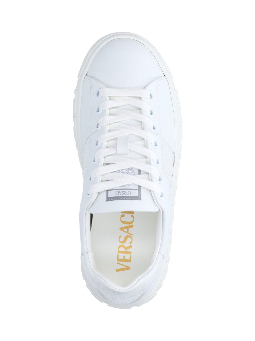 Versace "Greca" Sequin Sneakers – White