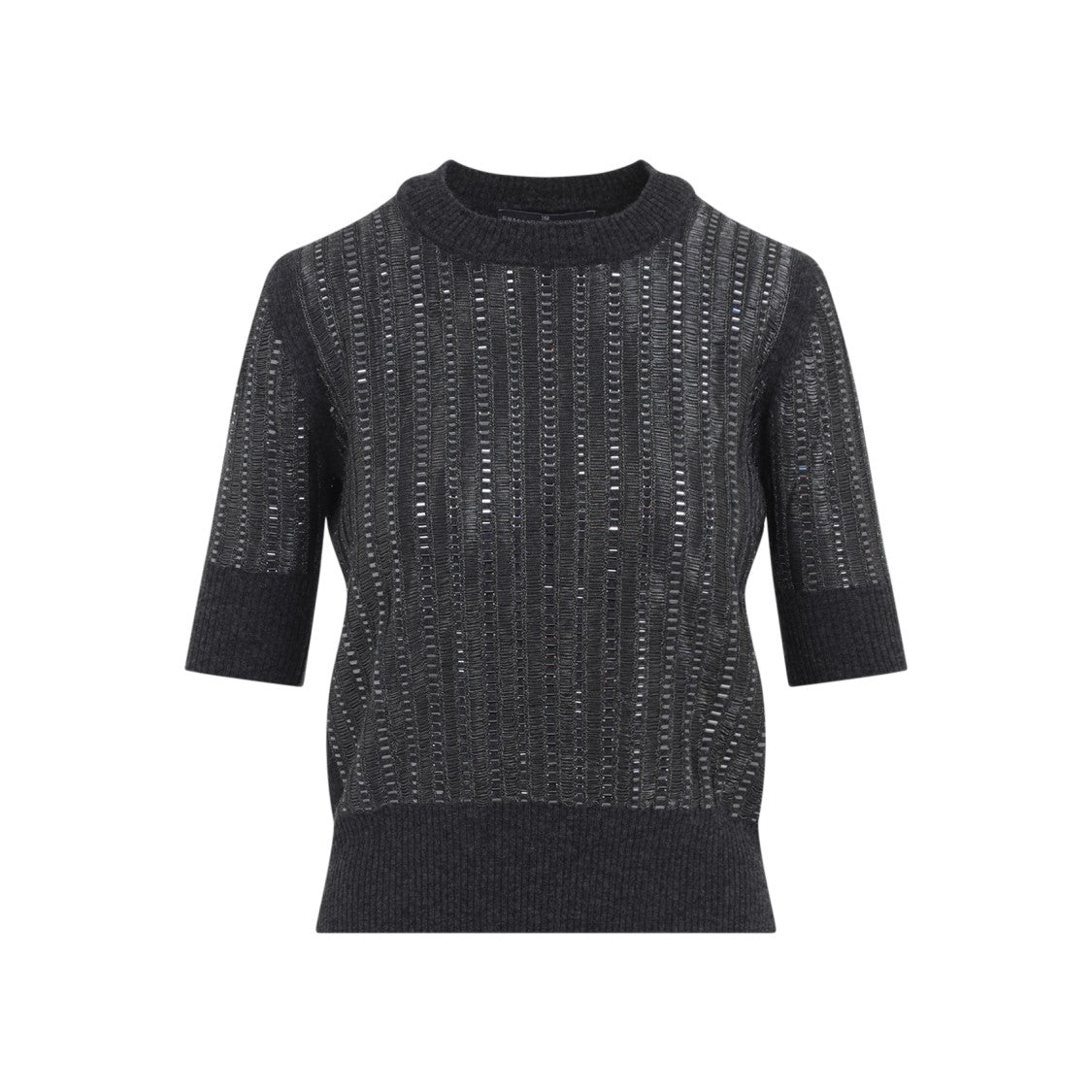 Ermanno Scervino Textured Wool-Cashmere Blend Sweater With Metallic Accents