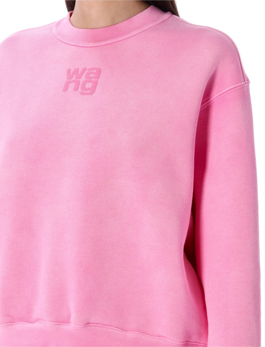 T By Alexander Wang Essential Terry Crew Sweatshirt W/ Puff