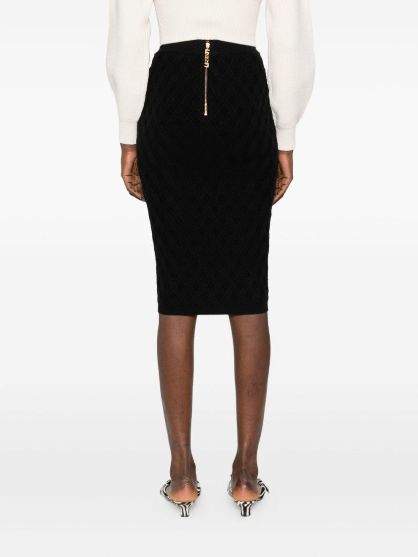 Elisabetta Franchi Skirt In Knit Fabric With Diamonds