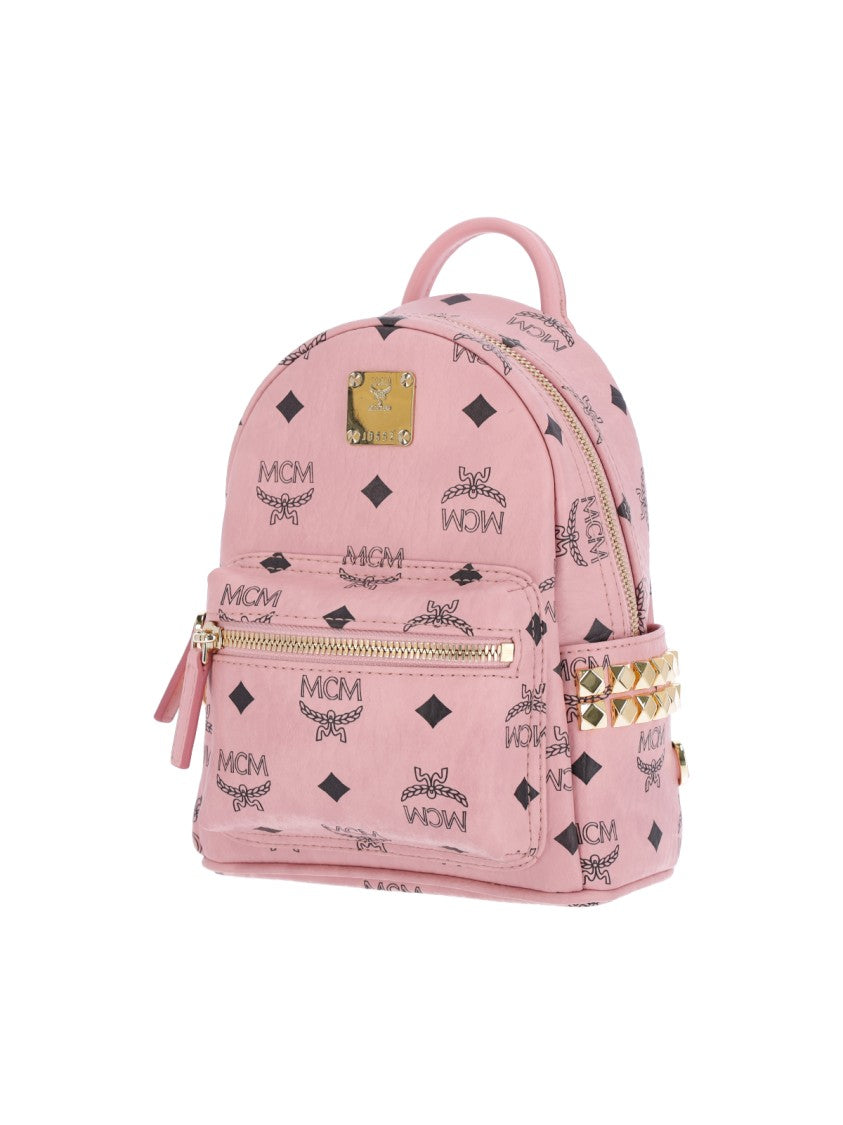 Mcm Pink Stark Visetos Monogram Backpack