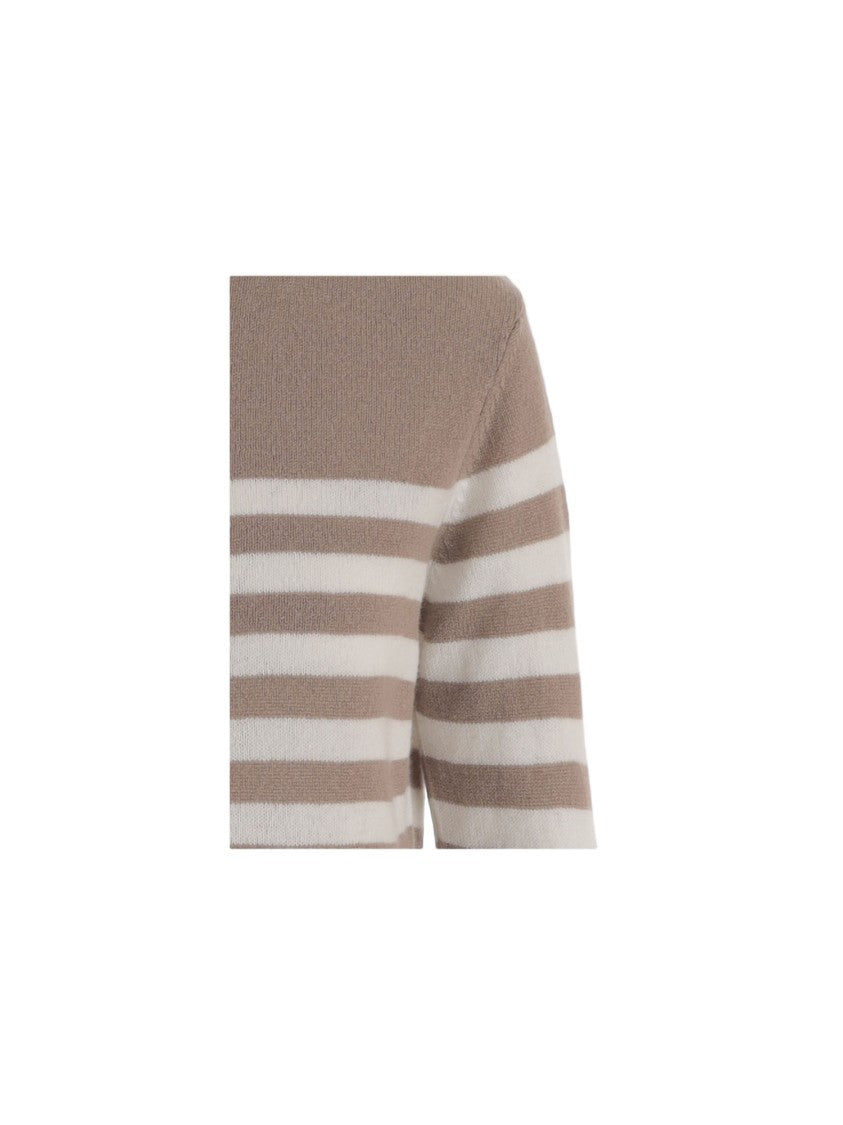 Bruno Manetti All-Over Striped Cashmere Sweater With Crew Neck
