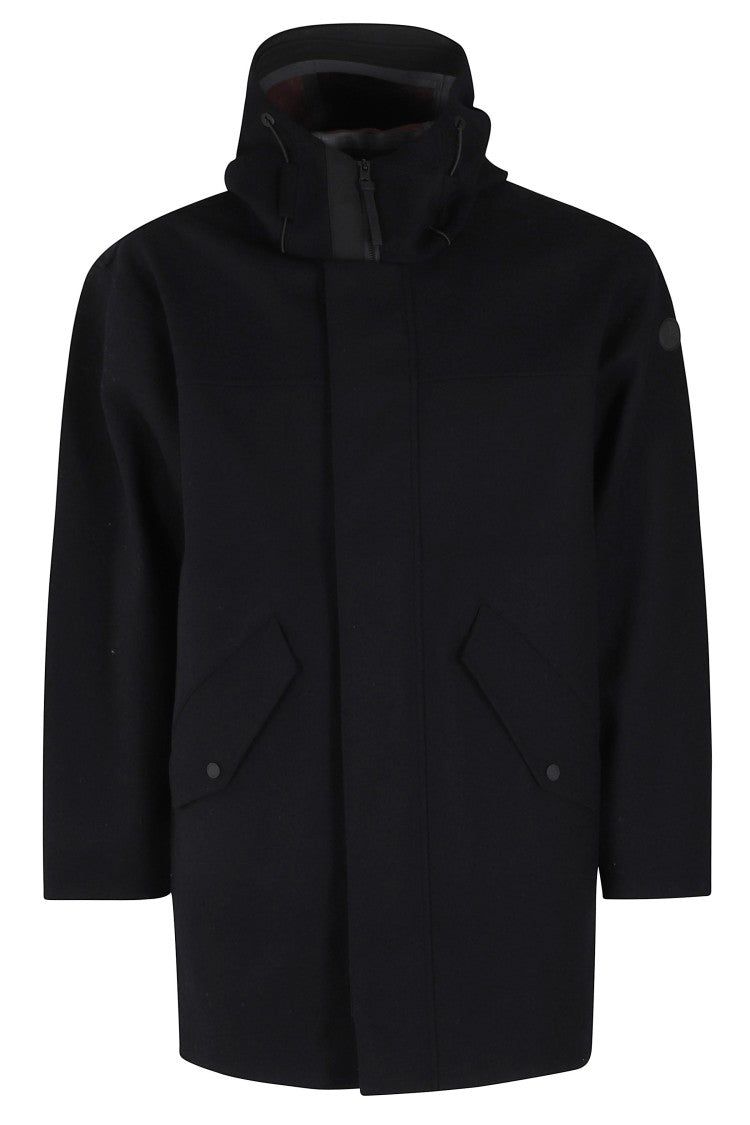 People Of Shibuya Blue Himeg Wool Short Coat With Hood