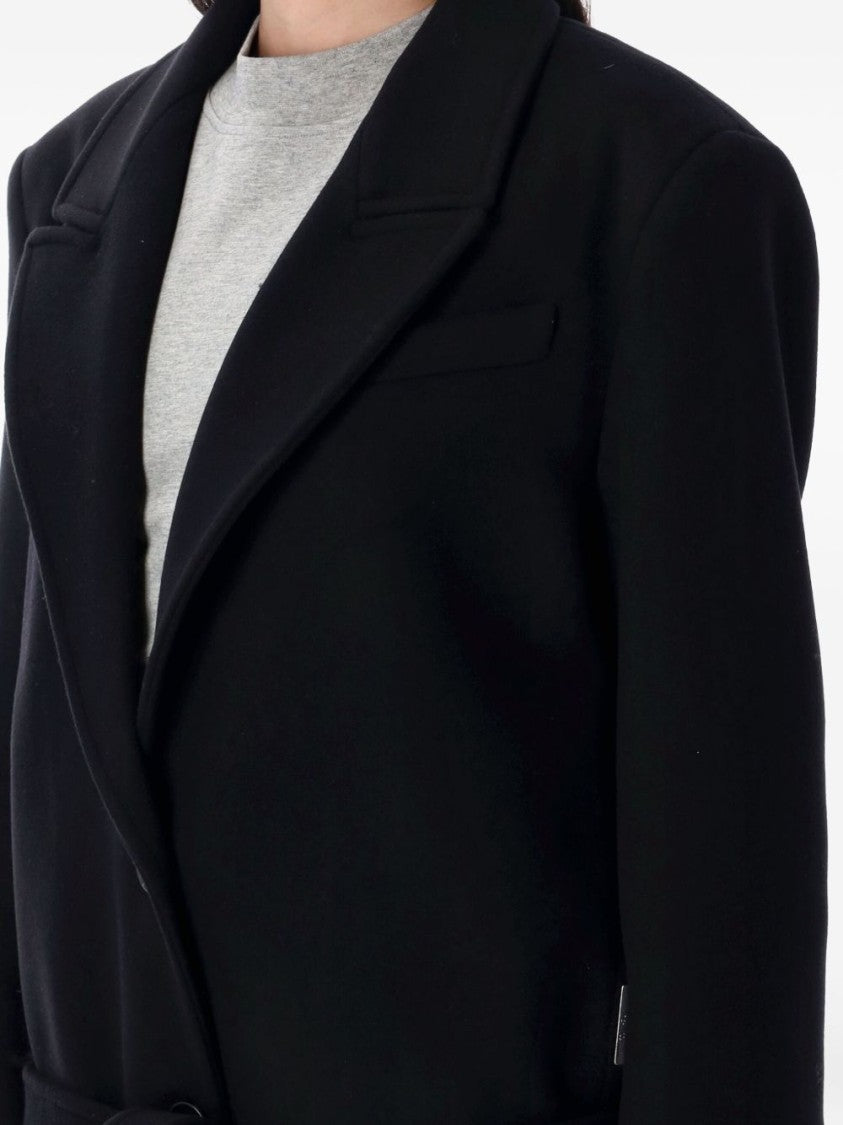 The Attico Long Single-Breasted Black Twill Coat