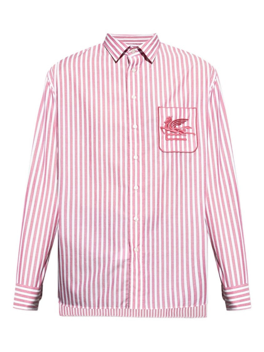Etro Vertical Red And White Striped Shirt