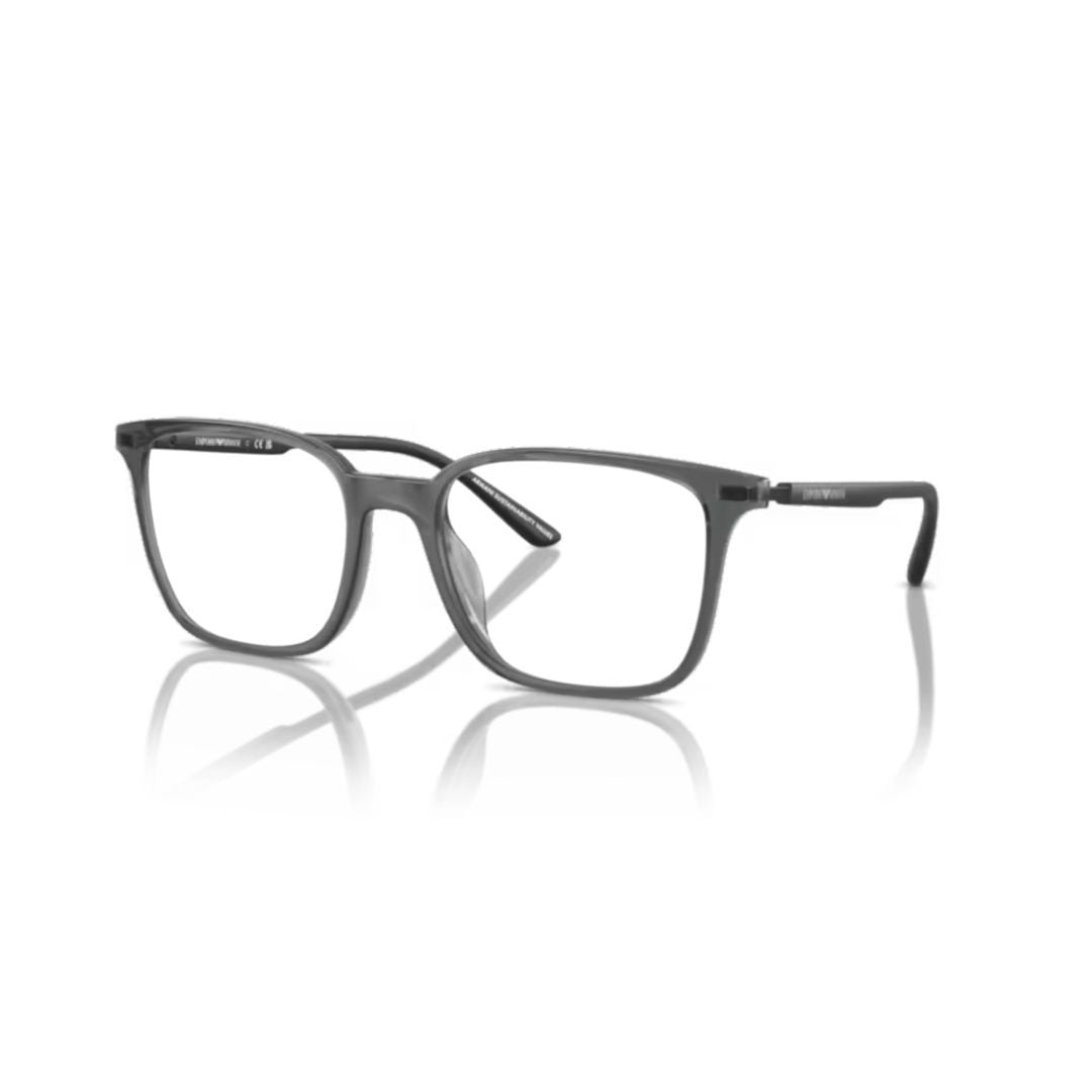 Emporio Armani 0Ea3242u Translucent Gray Rectangular Frame Eyeglasses With Black Temples