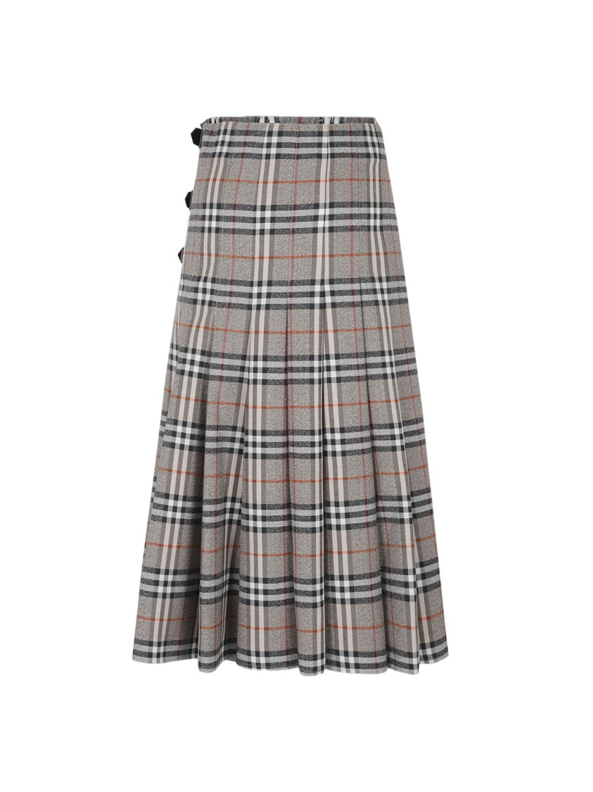 Burberry Classic Pleated Wool Midi Skirt