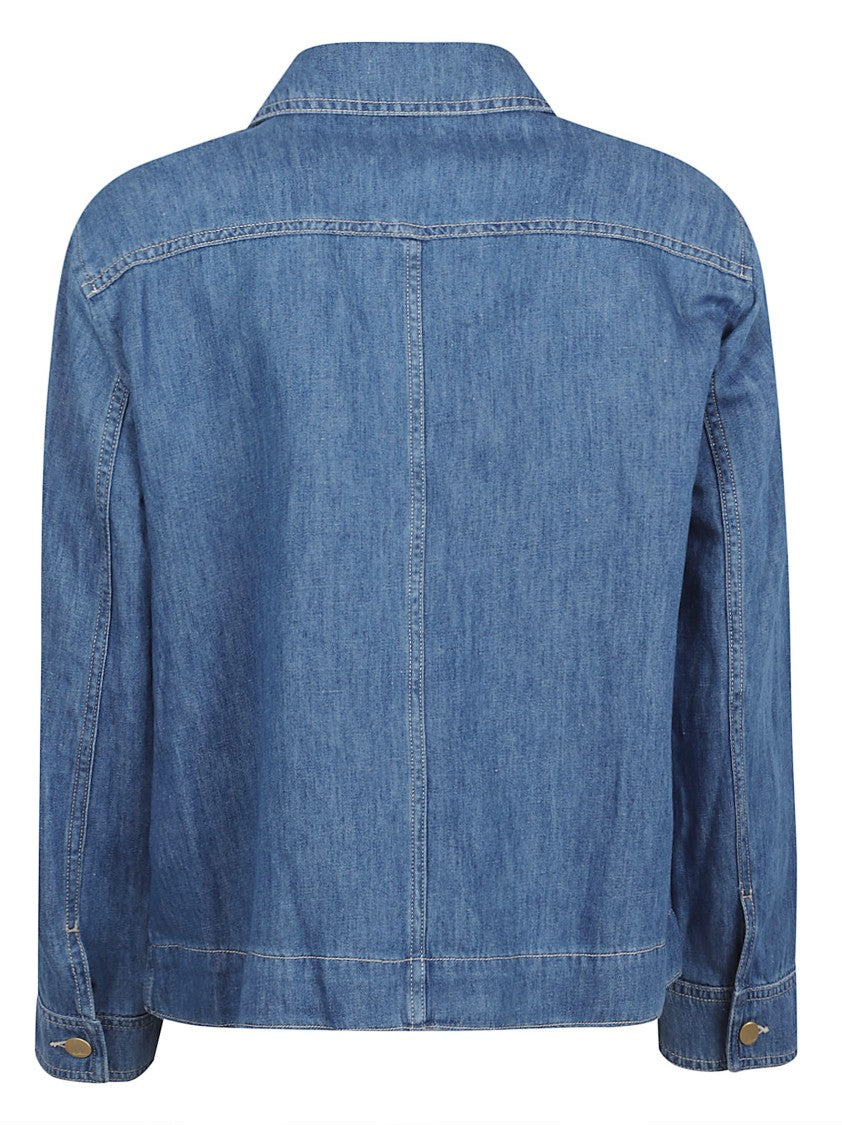 Max Mara Cropped Denim Jacket With Classic Collar And Buttoned Cuffs
