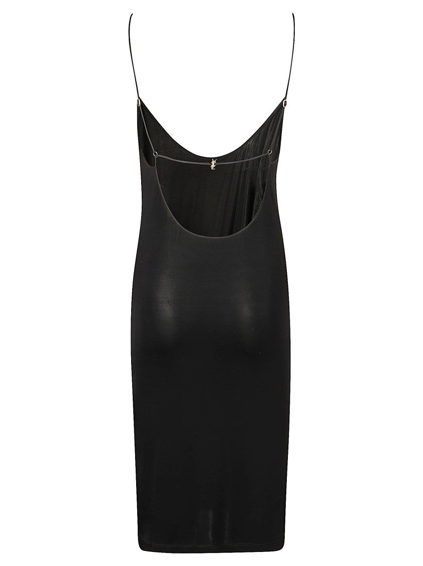 Saint Laurent Black Mini Dress With Spaghetti Straps