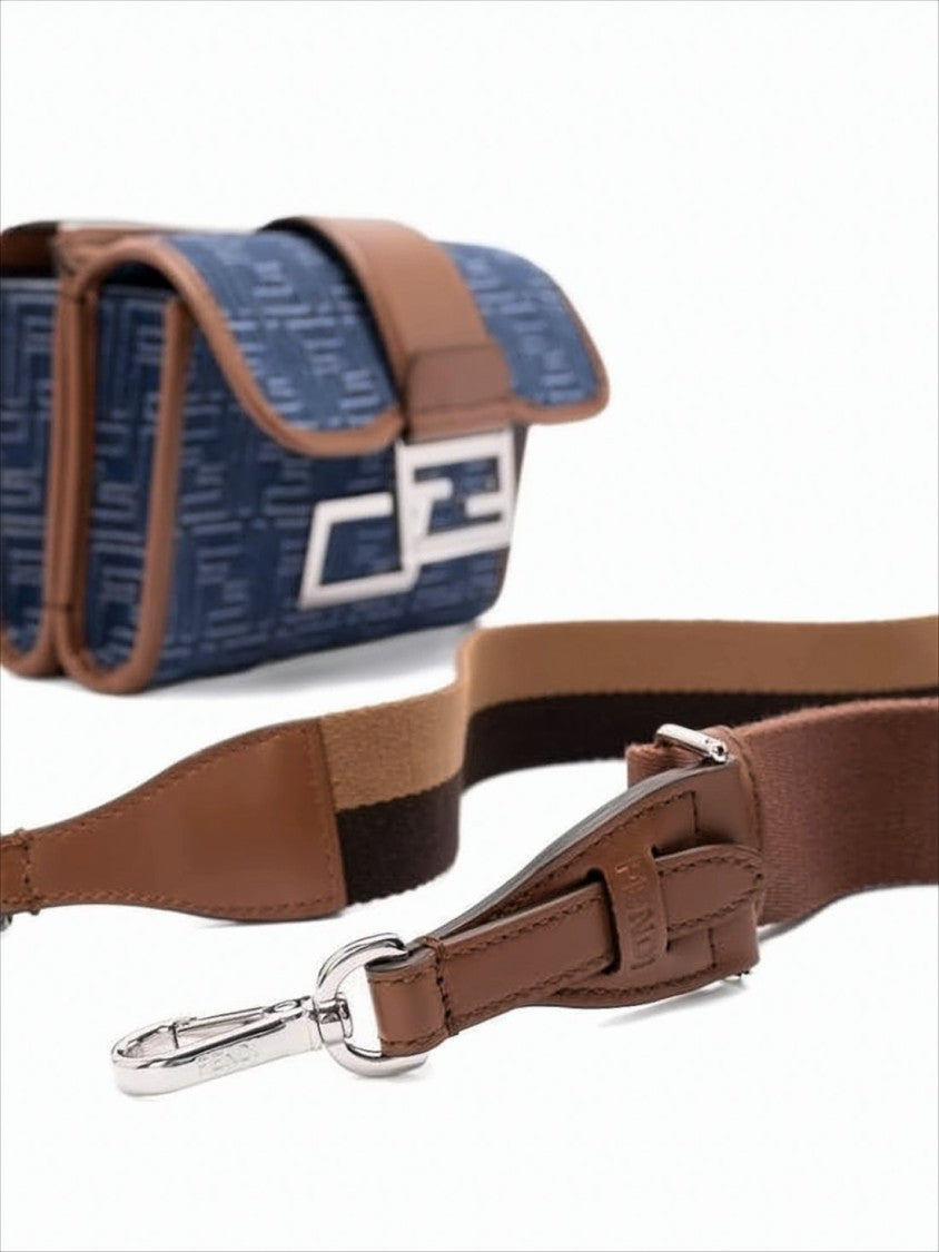 Fendi Structured Blue Calf Leather Crossbody Bag