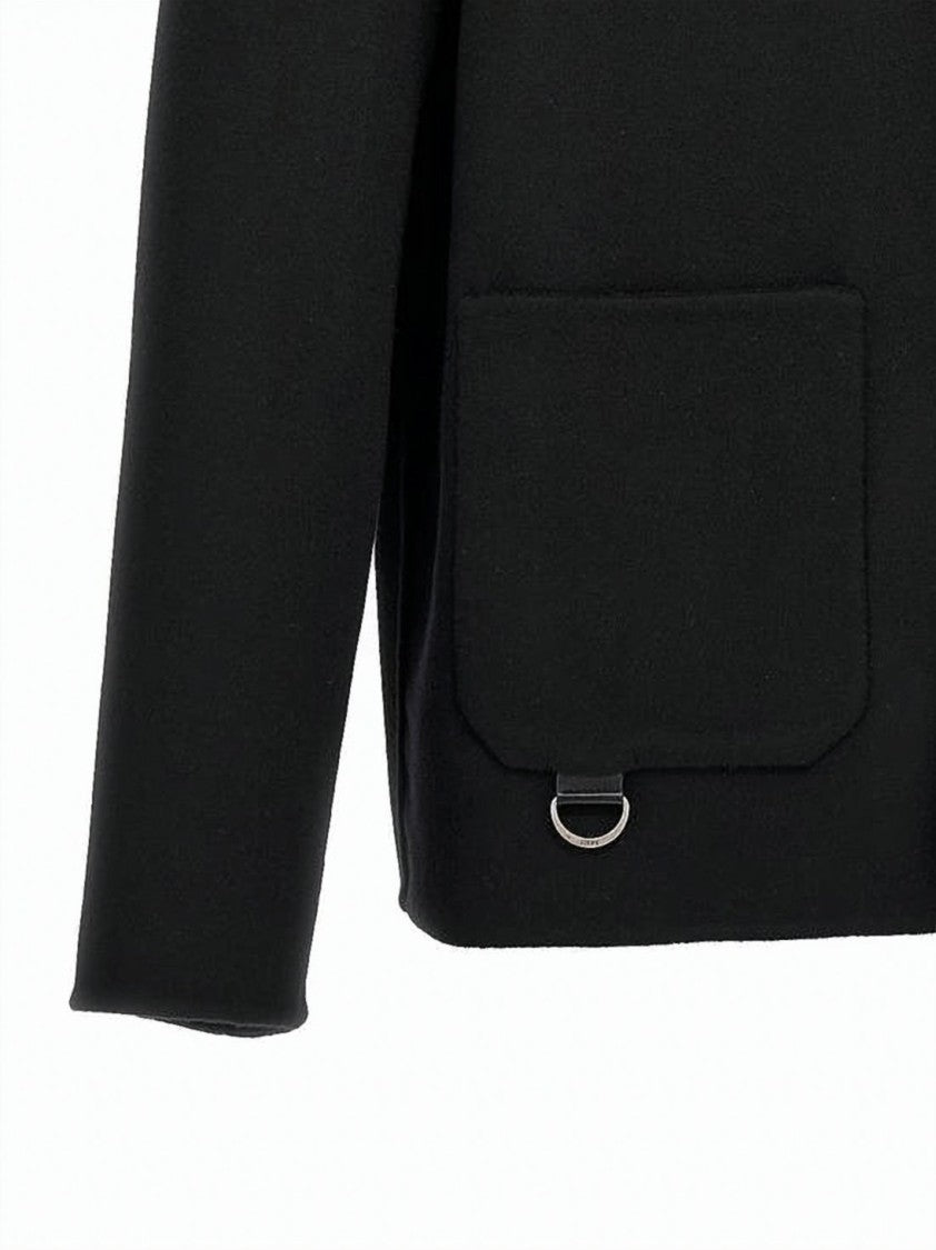 Loewe Textured Wool-Cashmere Jacket With Classic Collar And Leather Detail