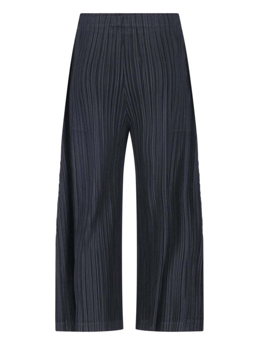 Pleats Please Issey Miyake Wide-Leg Pleated Pants With Elastic Waistband And Side Pockets