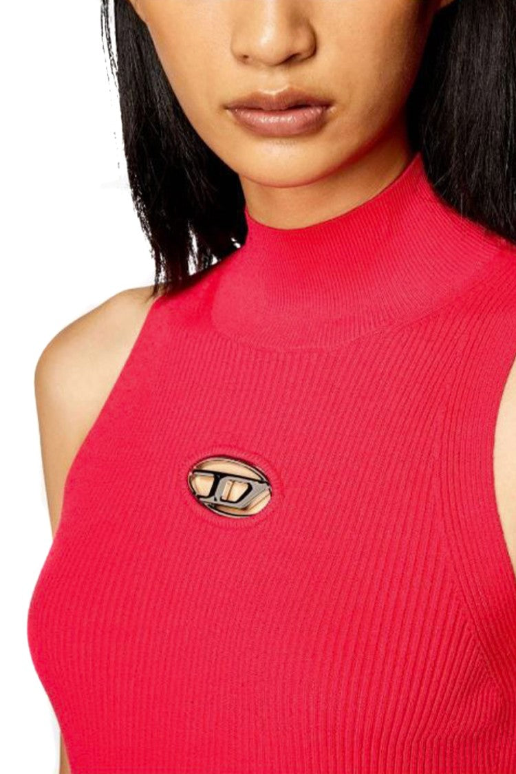 Diesel Red Viscose-Polyester Racerback Midi Dress
