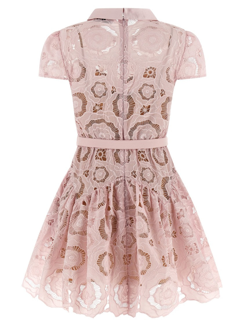 Self-Portrait 'Pink Floral Lace Mini' Dress