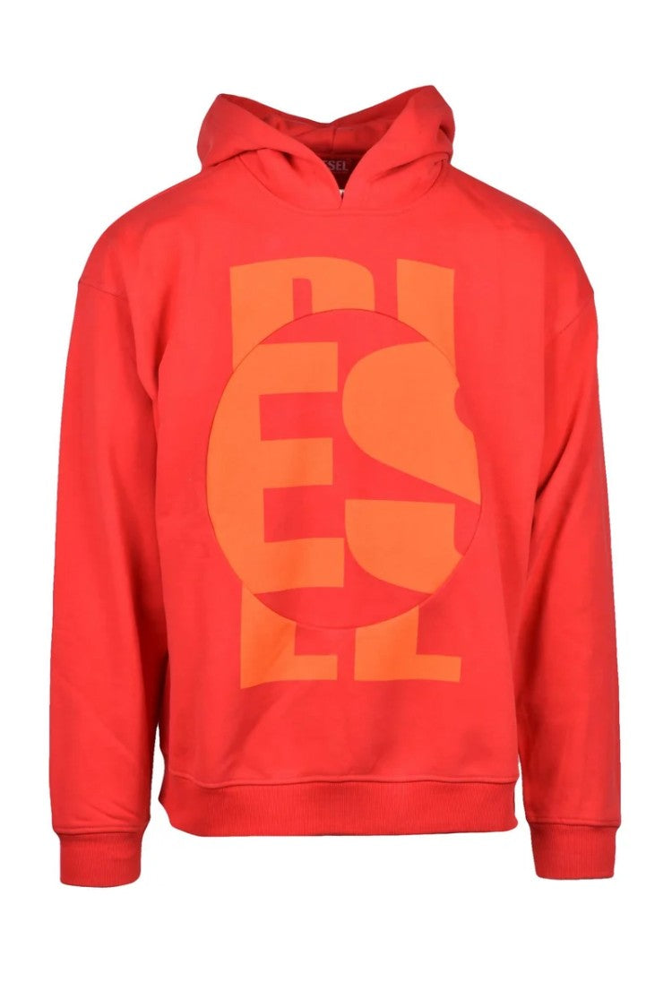 Diesel Red Cotton Polyester Men's Hoodie