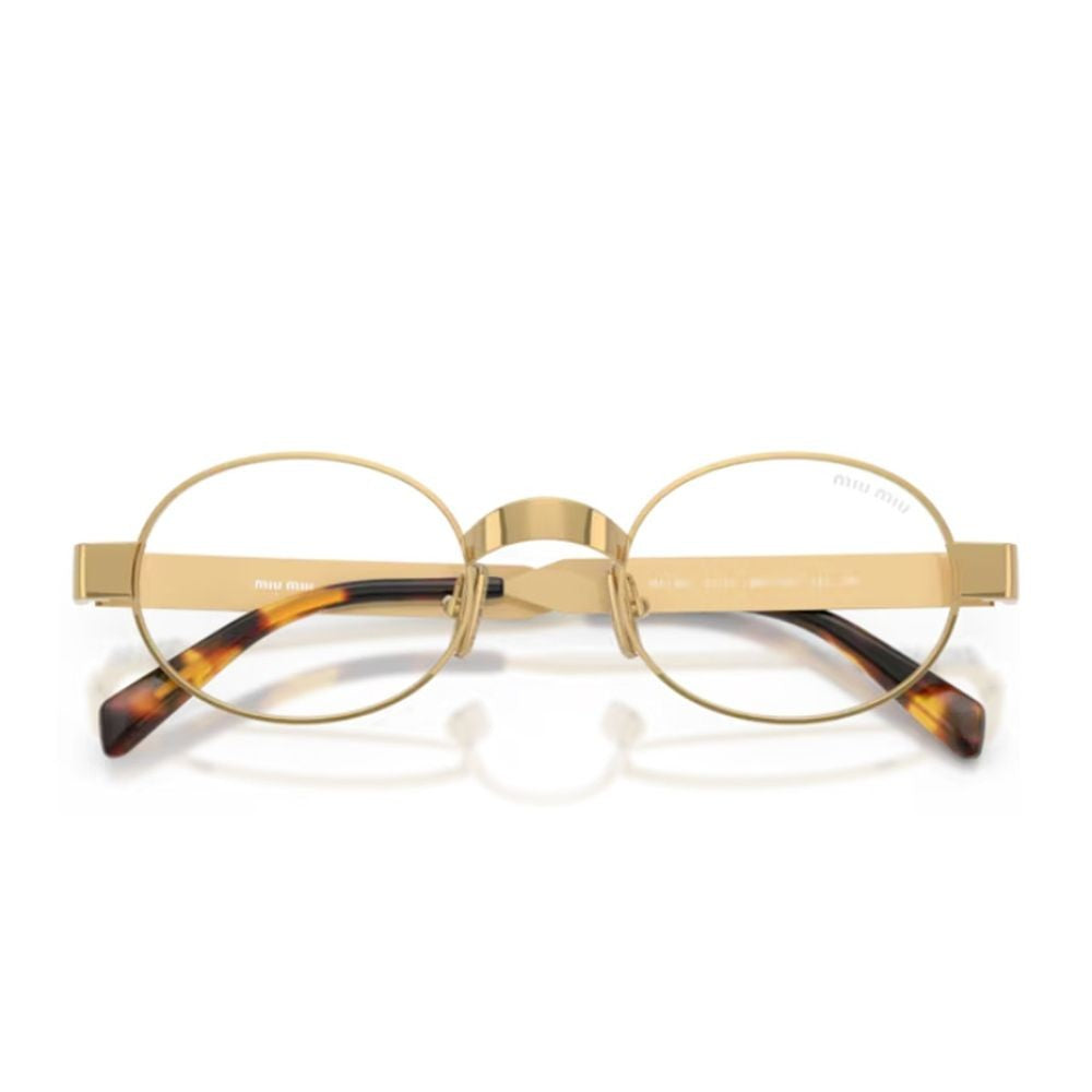 Miu Miu Oval Frame Sunglasses In Satin Gold-Tone Metal
