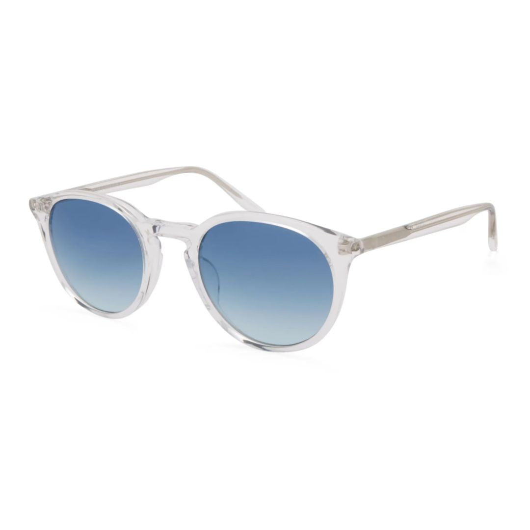 Barton Perreira Princeton Translucent Round Sunglasses With Gradient Blue Lenses