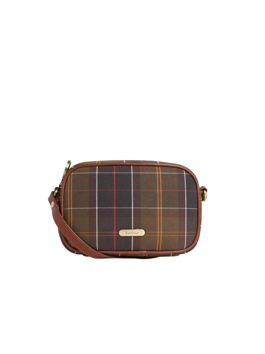 Barbour Daphne Compact Tartan Leather-Trimmed Crossbody Bag