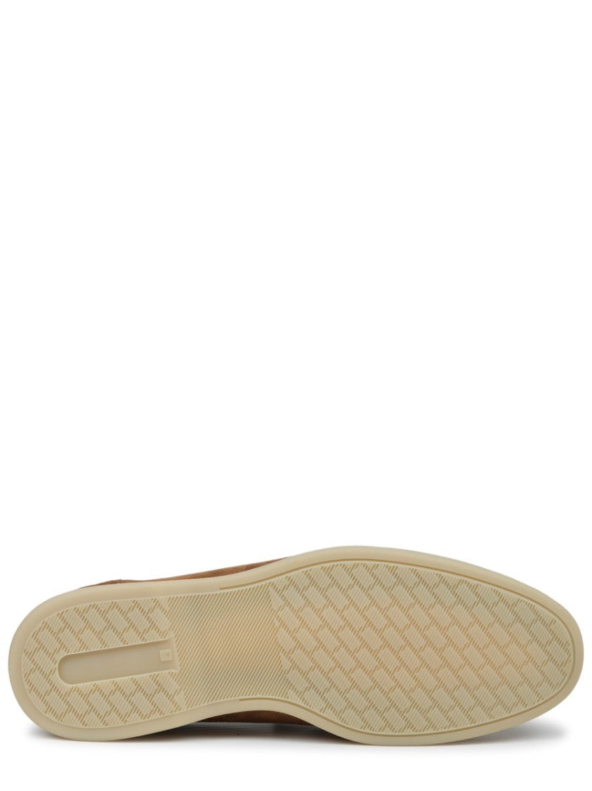 Mille885 Brown Rounded Toe Suede Calfskin Loafers