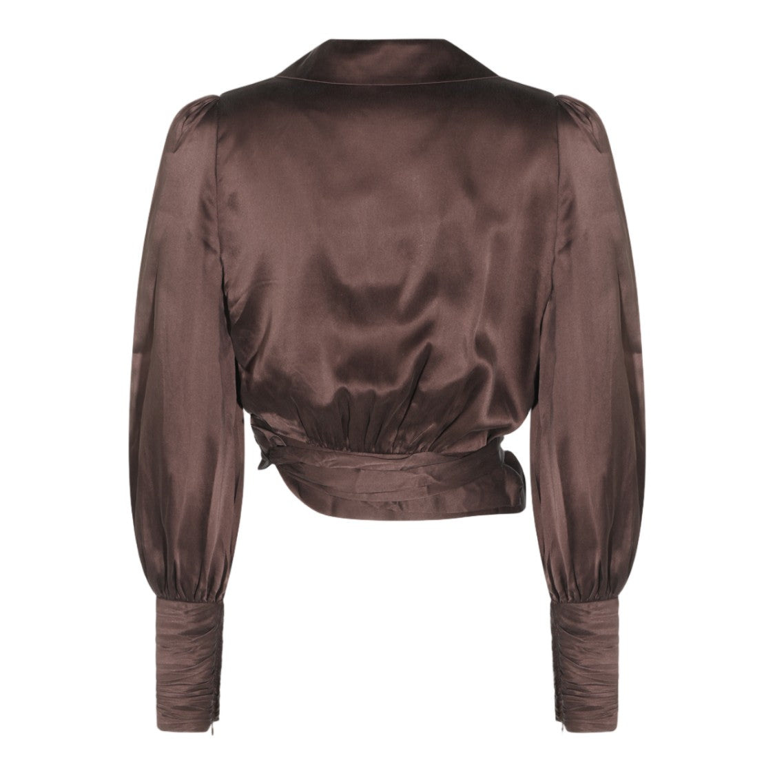 Zimmermann Deep V-Neck Ruched Wrap Blouse
