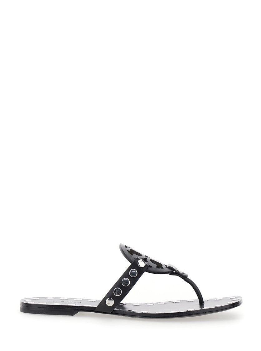 Tory Burch Studded Miller Sandals With Logo Embellishment