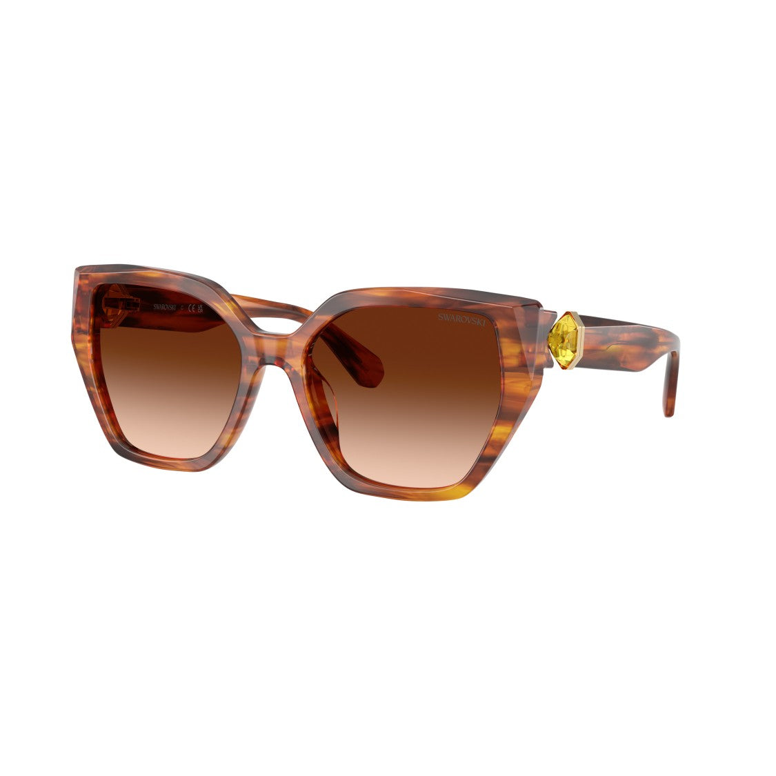 Swarovski 0Sk6044u Oversized Geometric Sunglasses With Tortoiseshell Acetate