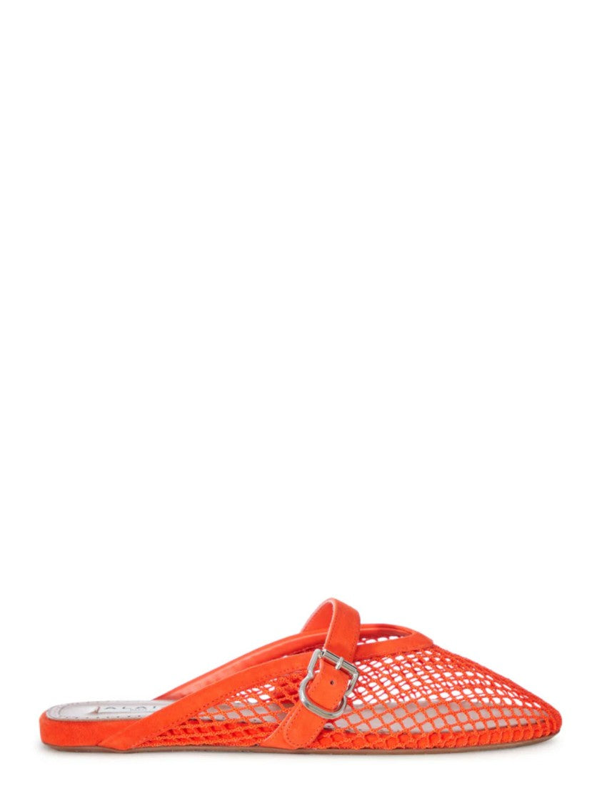 Alaïa Orange Suede Mesh Flat Mules