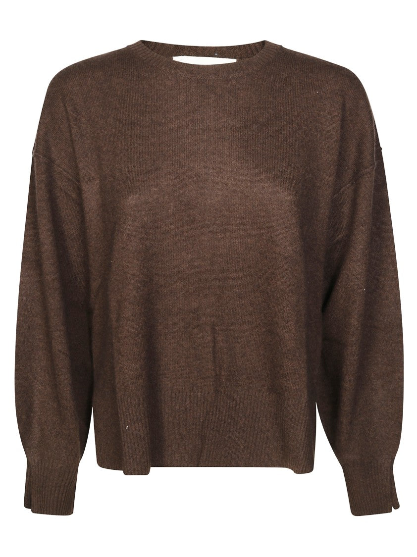 Absolut Cashmere Brown Knit Sweater With Round Neckline