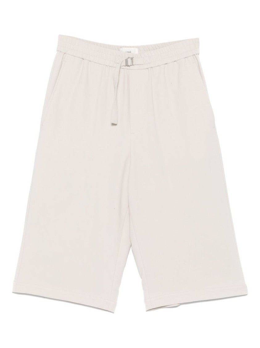 Ami Paris Light Beige Elasticated Waistband Cotton Shorts