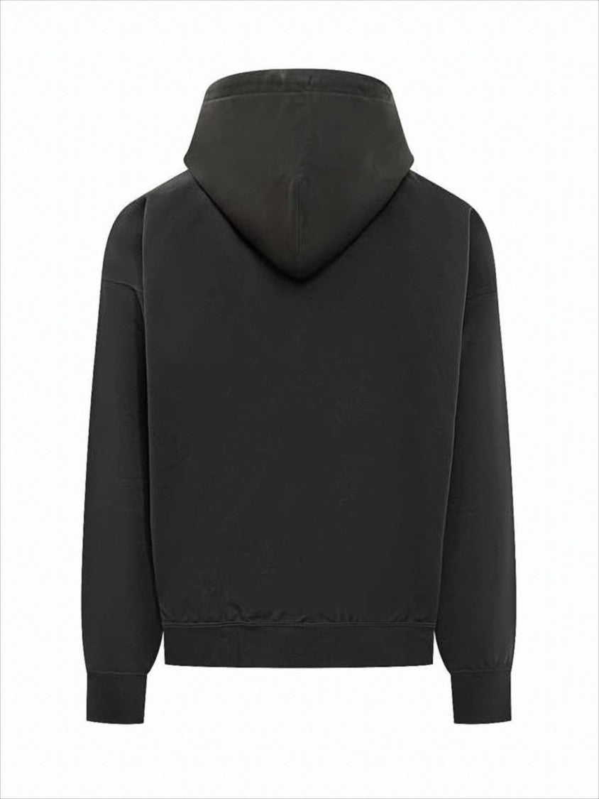 Y-3 Zip-Up Black Hoodie With Minimalist Design